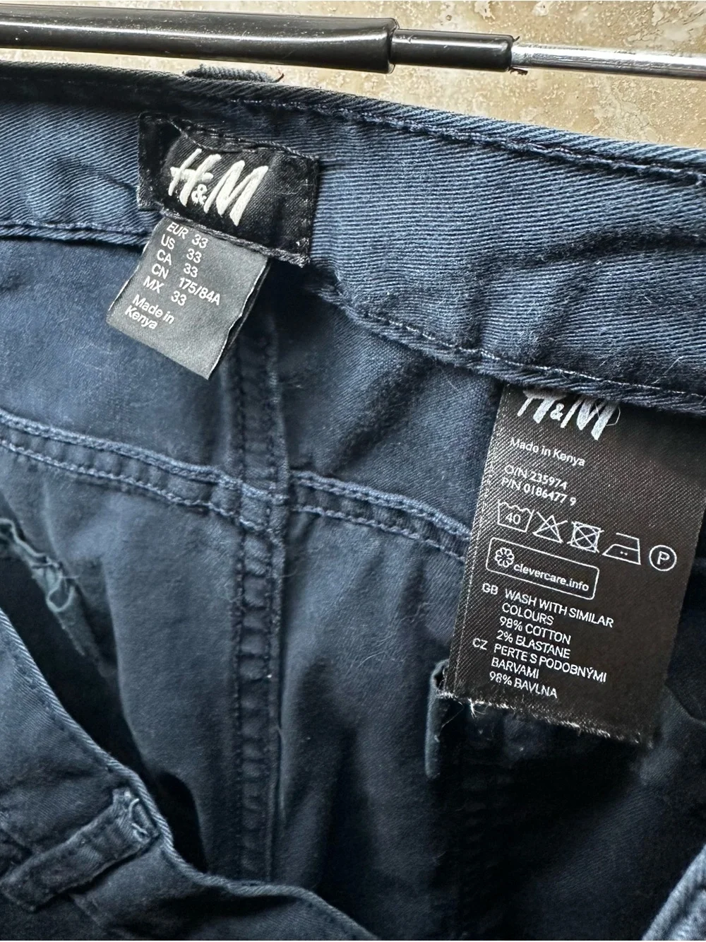 H&M (34x31 actual) Men’s Dark Blue Pants with Slim Straight Fit